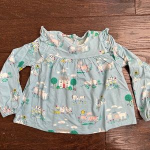 Mini Boden size 3-4 blue farm long sleeve top